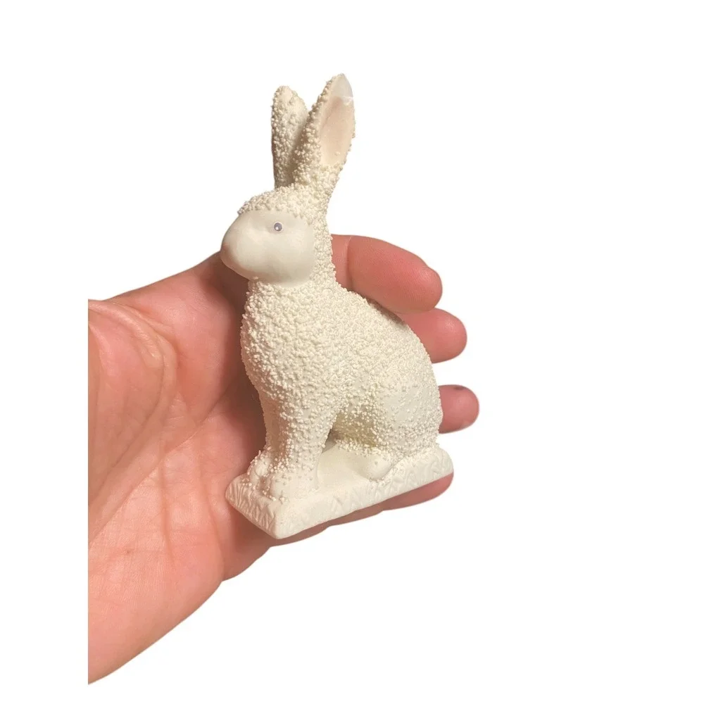 Vtg Dept 56 Textured Bunny Rabbit‎ Bisque Figurine White 1990 Easter Spring 4